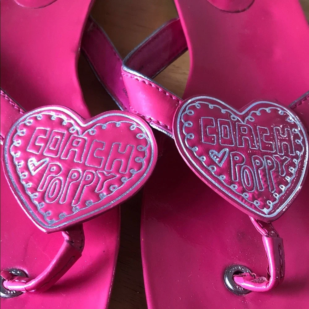 Coach poppy rare spring Vibrant Sophie Pink Heart Sandals - Picture 3 of 11